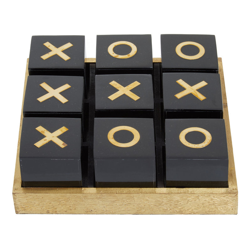 Colvin Canora Grey 2 Player Buffalo Bone Tic Tac Toe, Black