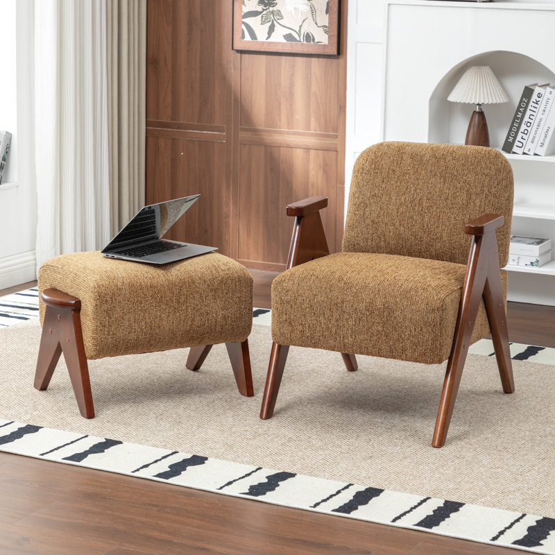 Fauteuil avec repose-pieds Bula, Jaune