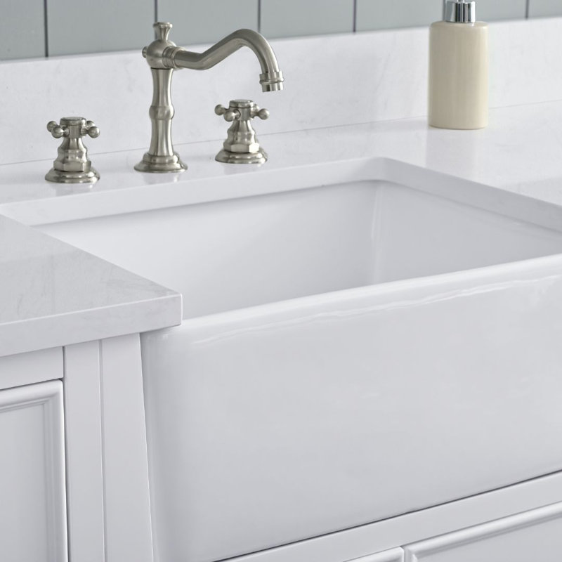 Meuble-lavabo simple 60 po Aisa, Blanc / nickel brossé