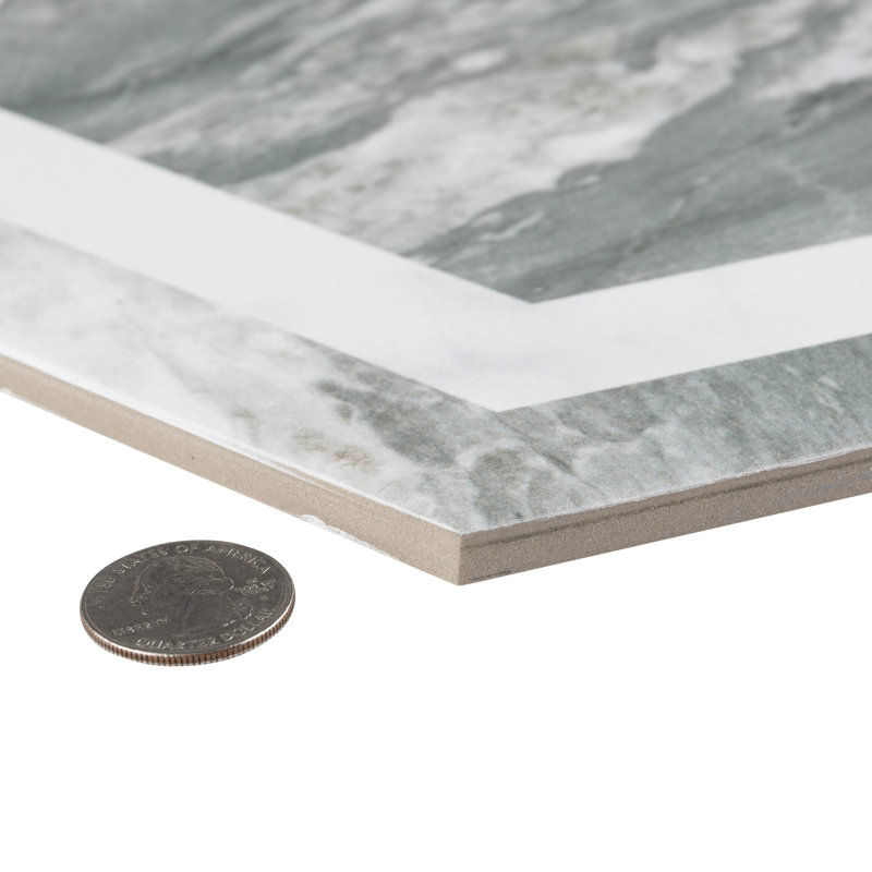 BioTech 11" x 13" Porcelain Wall & Floor Tile, Gray/White