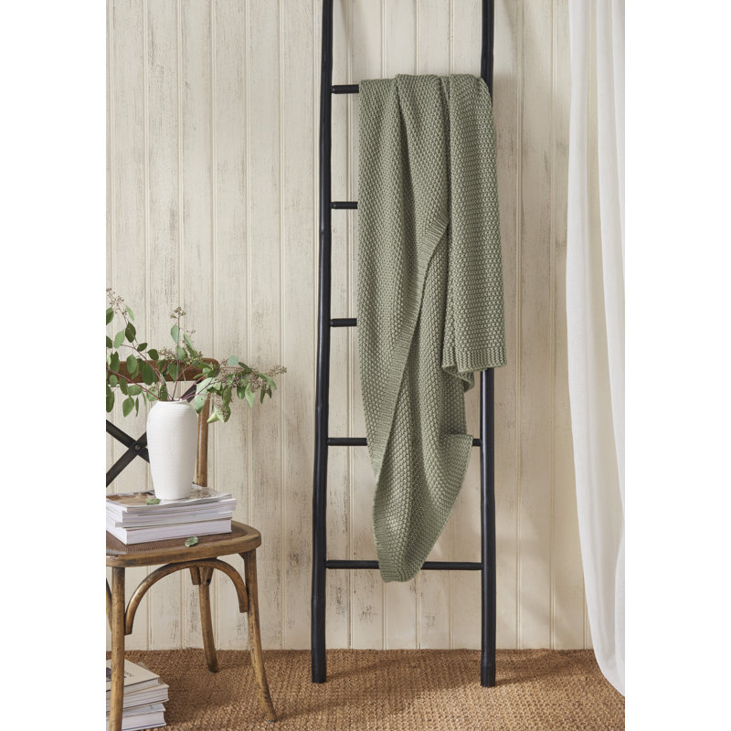 Paydon Knitted Throw Blanket, Moss