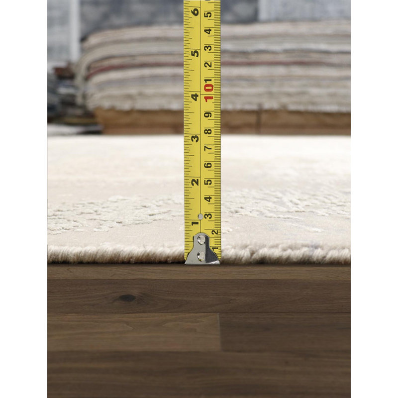 Gray and Beige Abstract Hand-Knotted Wool Silk 9' x 12' Rug