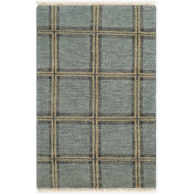 Riviera Hand Knotted Wool Plaid Area Rug, Rectangle 8' x 10'