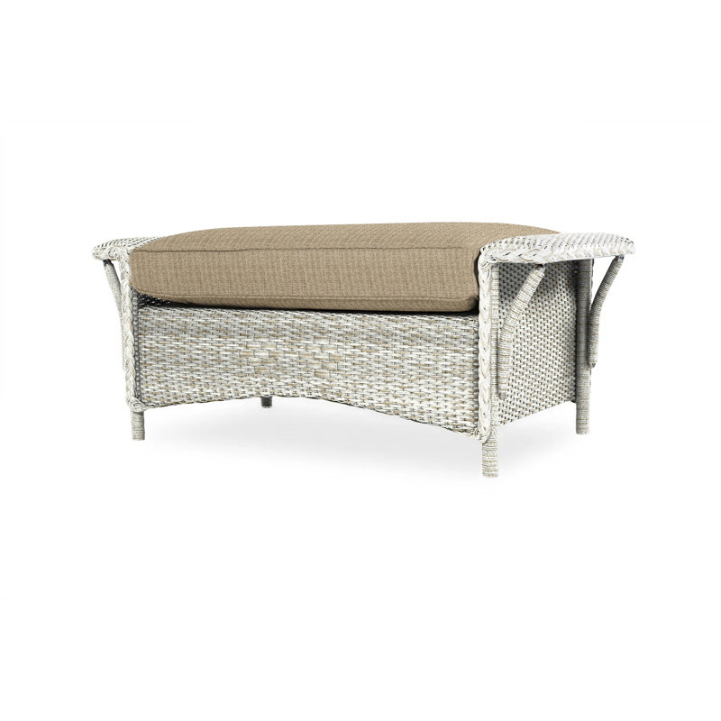 Nantucket Outdoor Ottoman, Canvas Black Sunbrella® Canvas, Antique White