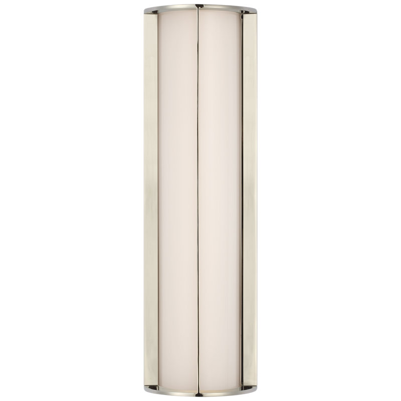 Barbara Barry Phinn 18" Linear Bath Sconce in Modern Iron with White Glass, Steel, Polished Nickel