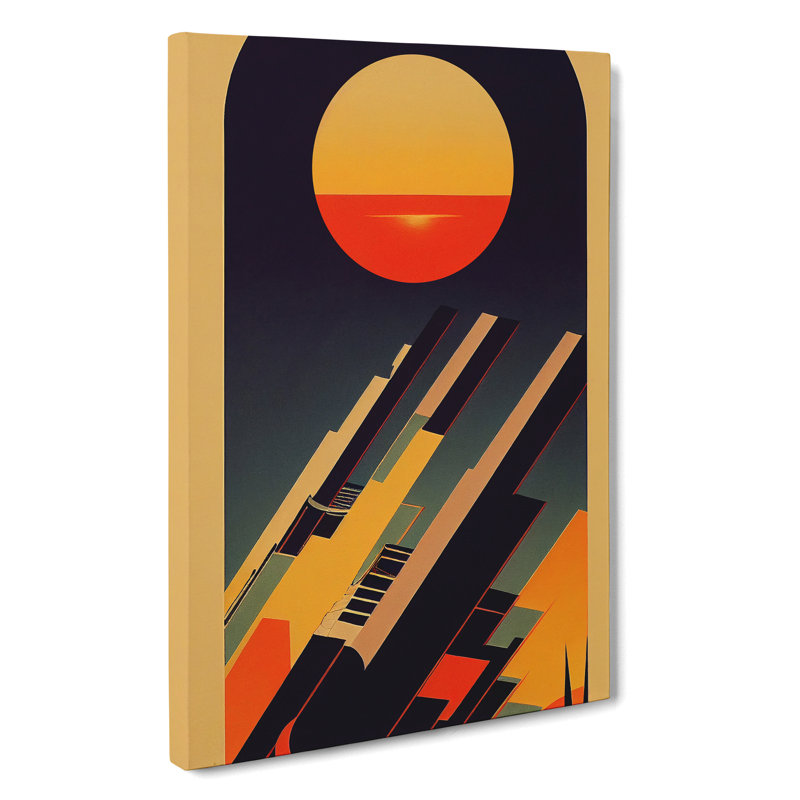 Retro Sunset Art No.2 - Wrapped Canvas, 50cm H x 35cm W x 3cm D
