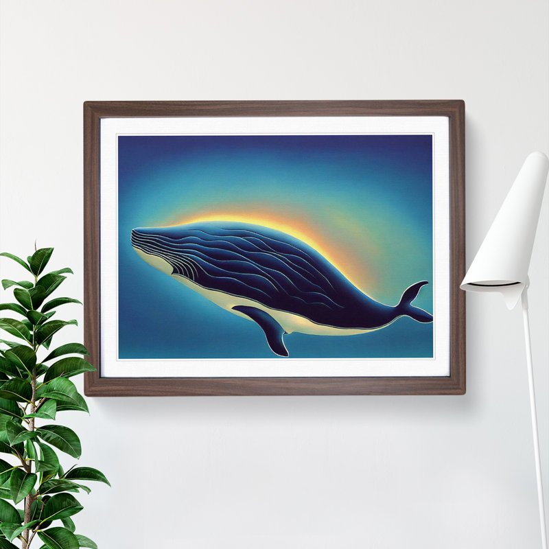 Whale Art Vol.2 - Framed Print, 46cm H x 64cm W x 2cm D, Walnut Framed