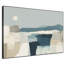 Paysage géométrique abstrait en bleu doux et beige - très grand art mural encadré (assemblage requis)-1750152868
