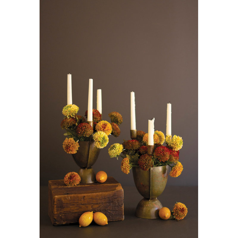  Porte-cônes décoratifs en métal avec base de pot à fleurs finition or H 14 po, ensemble de 2