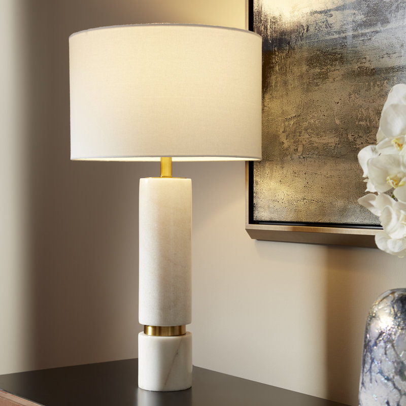 Archer Table Lamp Lamp, White/Brass