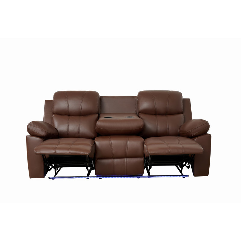 Canapé inclinable avec table rabattable avec DEL, Brun