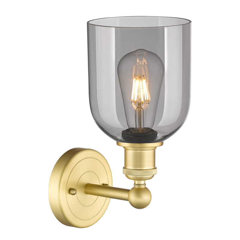 Applique murale 1 lumière 6 "Edison Allysson, Gris fumée clair, Or satiné