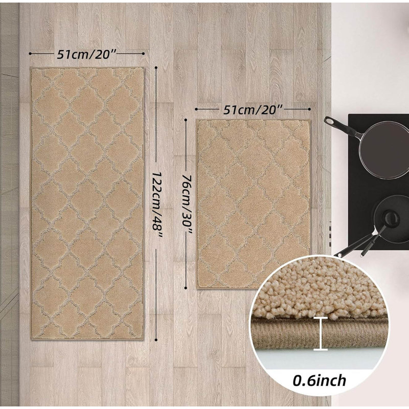 Polyester Kitchen Mat, Beige