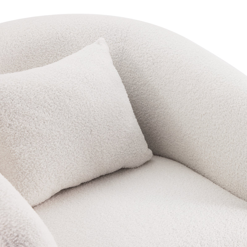 Bashar Upholstered Swivel Barrel Chair, White, 29.5" H x 31.1" W x 31.1" D