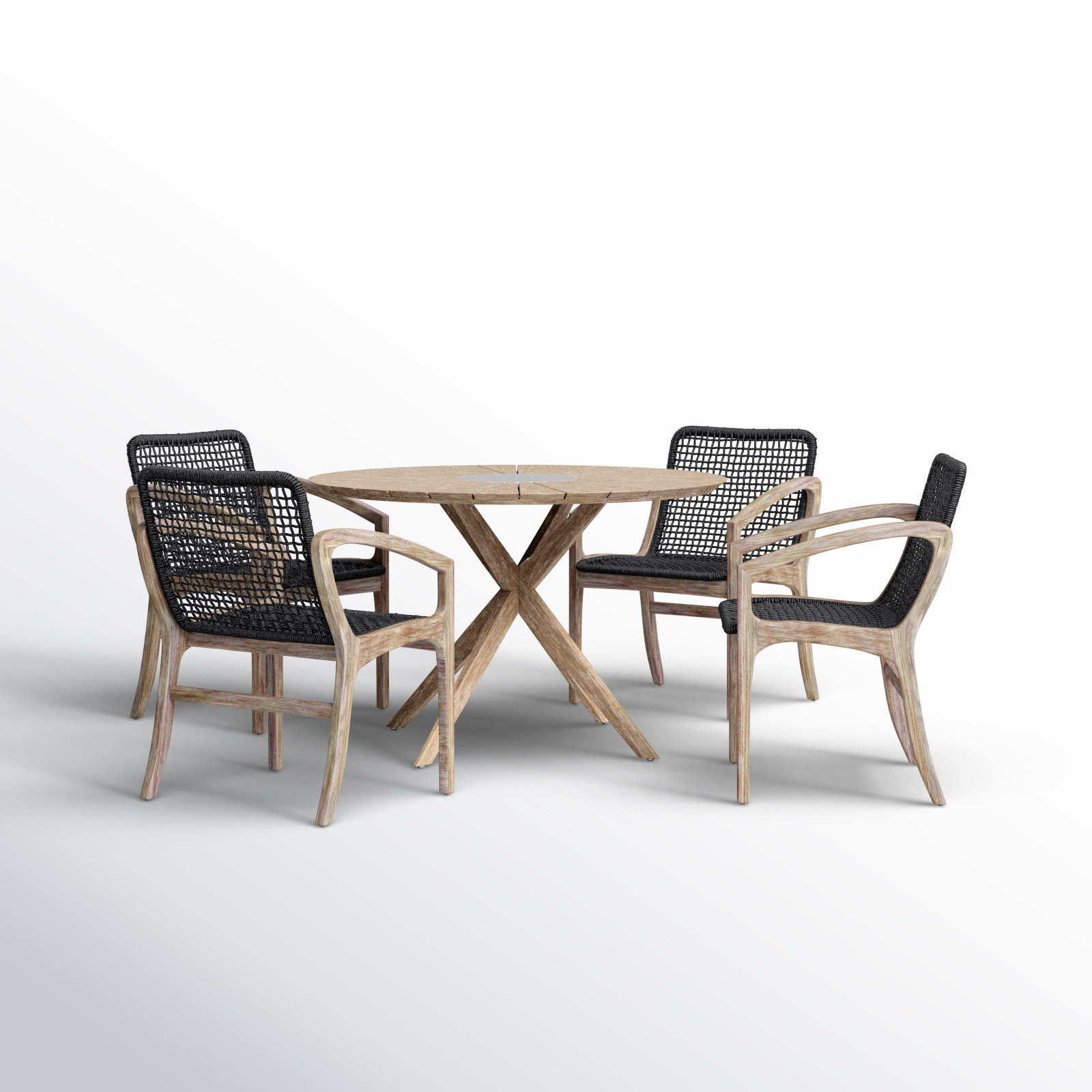 Jaylon 47" Eucalyptus Patio Dining Set, Dark Gray