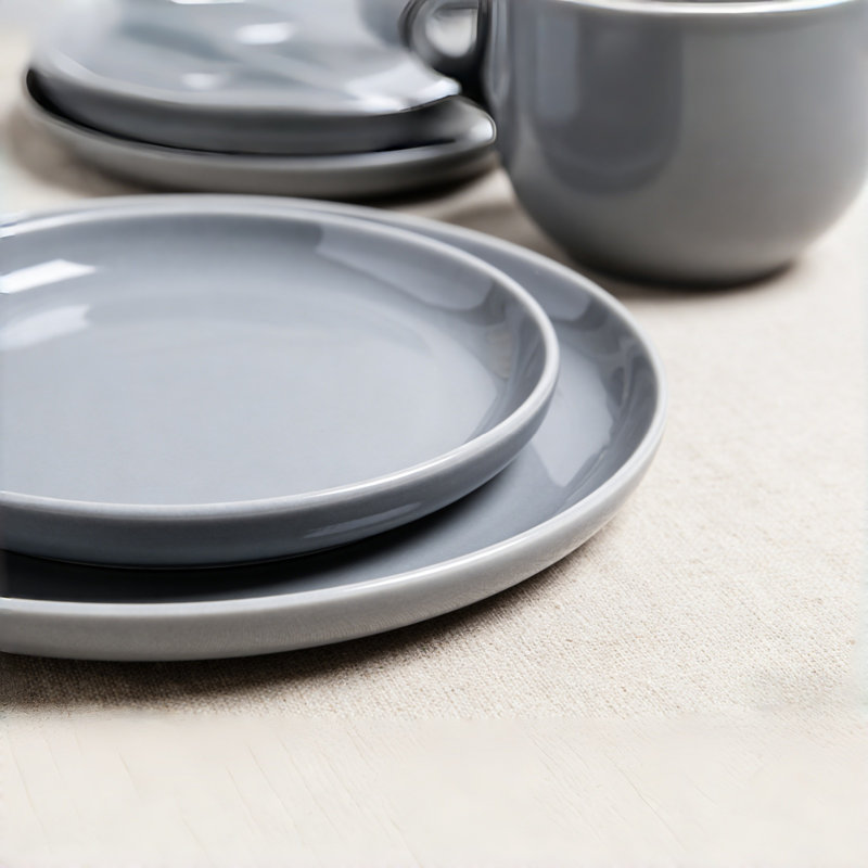  Service de table en grès 12 pièces Pure - Service pour 4, Gris