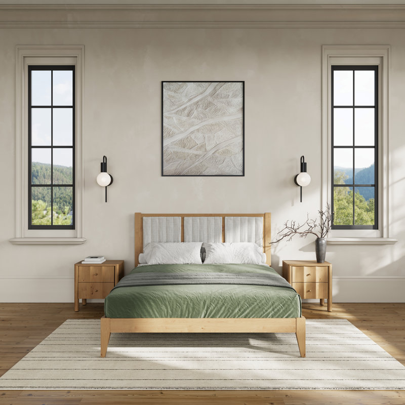 Henry Solid Wood Bed, King, Natural