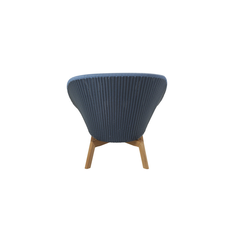 Peacock Papasan Chair with Teak Legs, Dark Blue, Dark Gray/Teak