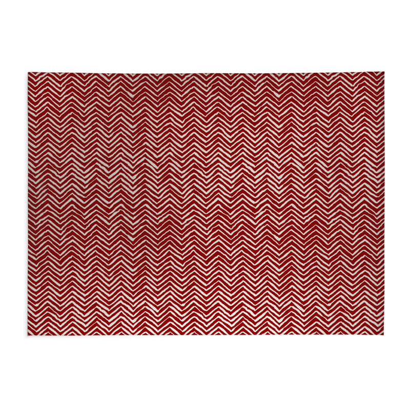 Tapis de cuisine Chevron, Rouge canneberge, Rectangle 5 pi x 7 pi