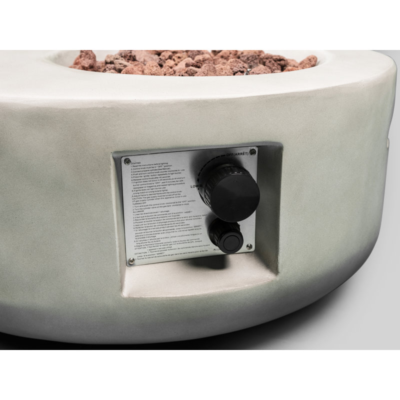 Verlie Polyresin Propane Fire Pit, Light Grey