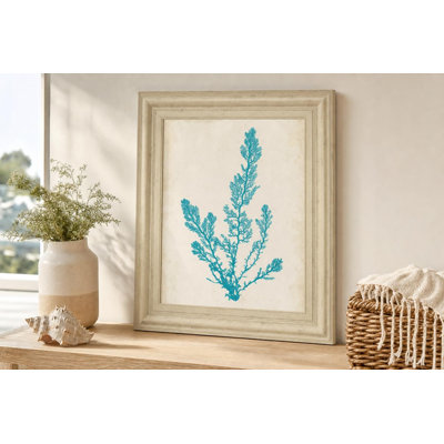 Art mural aigue-marine VI - 22 po x 26 po, cadre beige