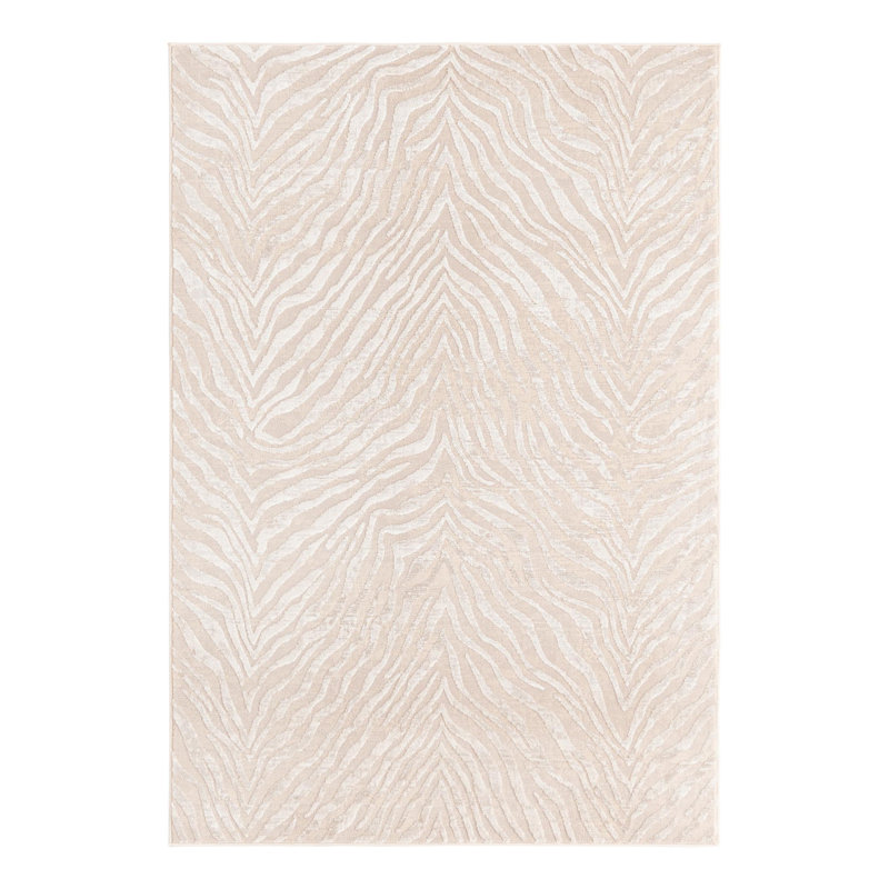 Tapis ivoire / beige à imprimé animal Tatte, Rectangulaire 4 pi x 6 pi