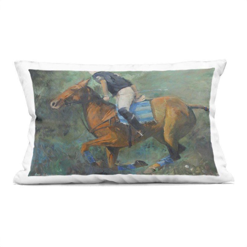Coussin décoratif imprimé Polo Rider in Dynamic Motion, design par Jadei