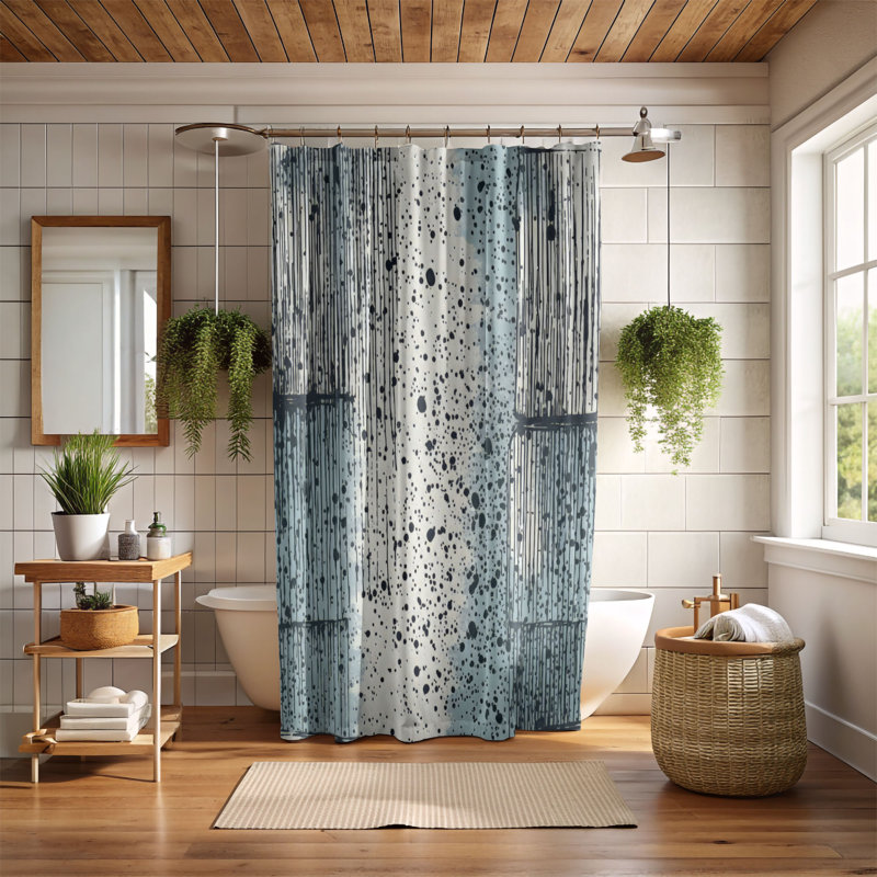 Rideau de douche Watercolor Rain Art - Premium, H 74 po x l 71 po