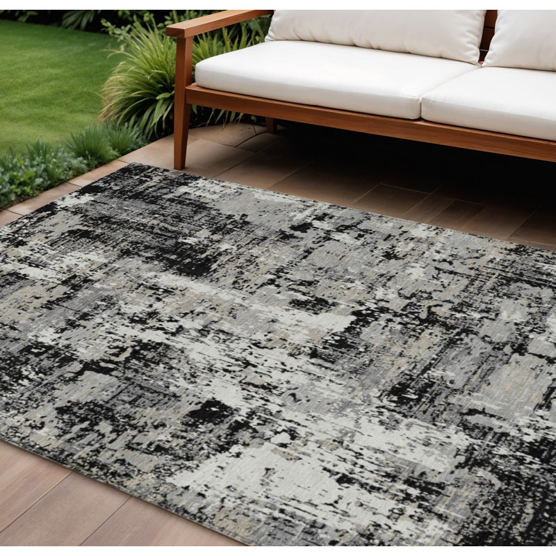 Tapis intérieur lavable abstrait 8 pi x 10 pi gris