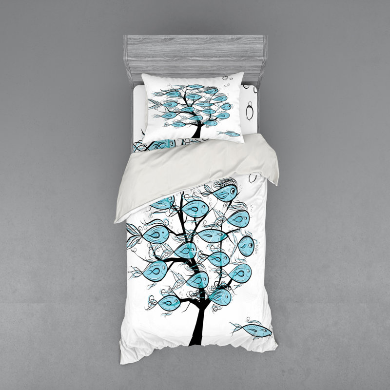 Fish Coastal Polyester Duvet Cover, Twin Duvet Cover + 2 Additional Pieces
