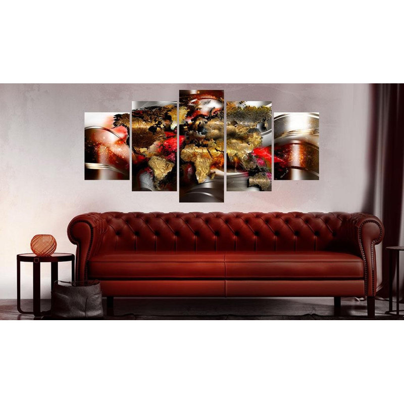 Rubis rubis sur toile, reproduction de 5 pièces, H 40 po x l 80 po x P 0,7 po