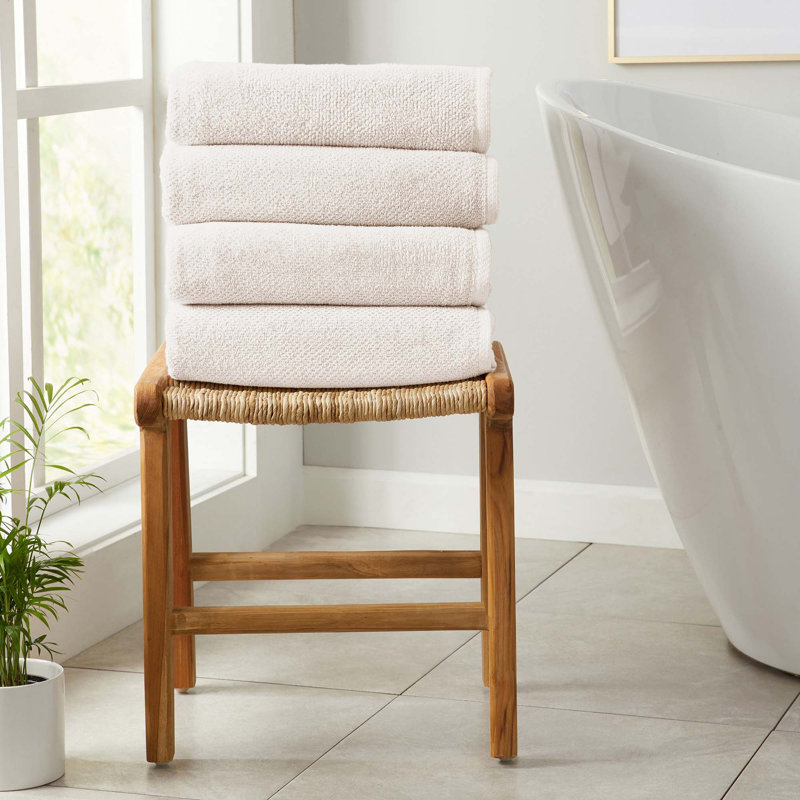 Drap de bain 100% coton texturé, Ivoire ivoire, Serviette de bain - paquet de 4