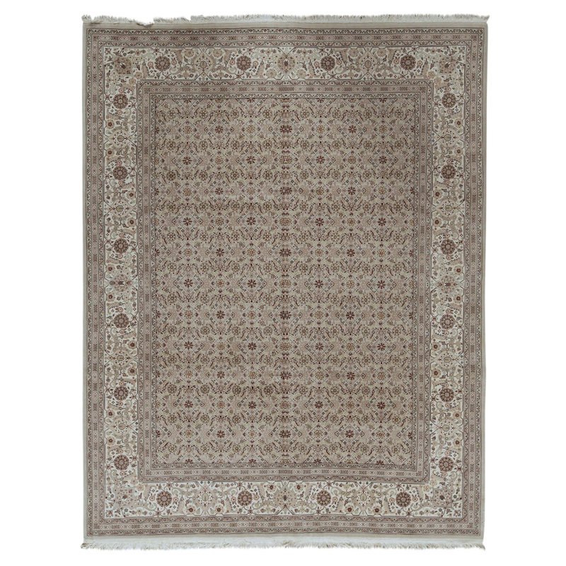 Tapis beige et ivoire noué à la main de haute qualité