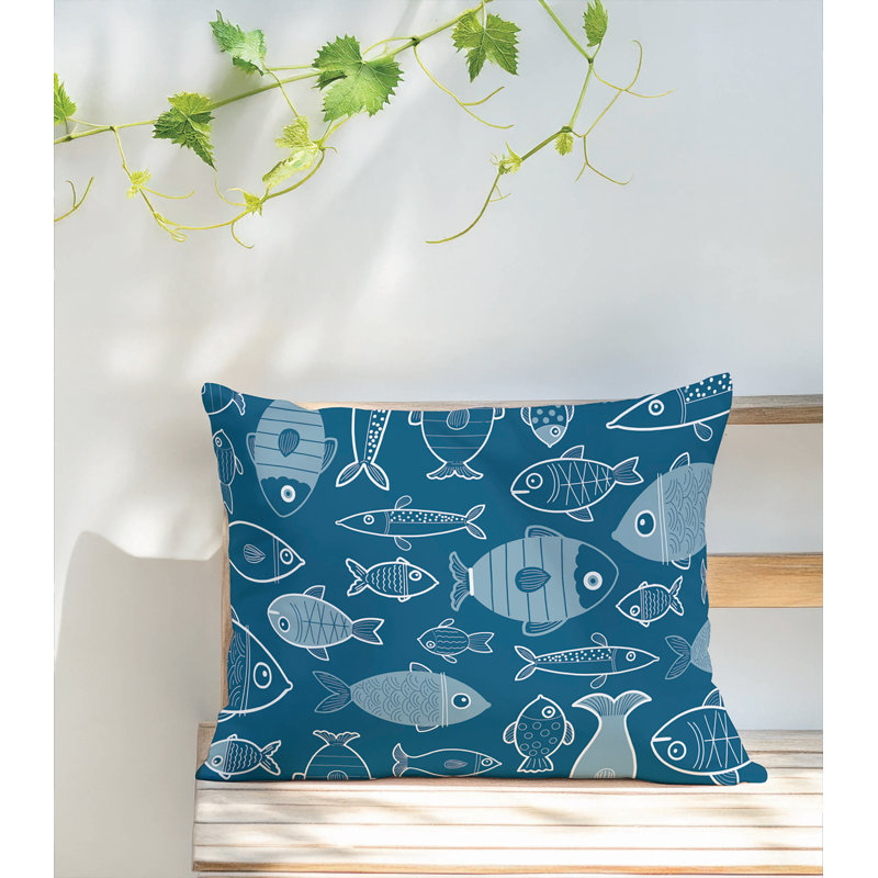 Coussin extérieur Here Fishy, Bleu