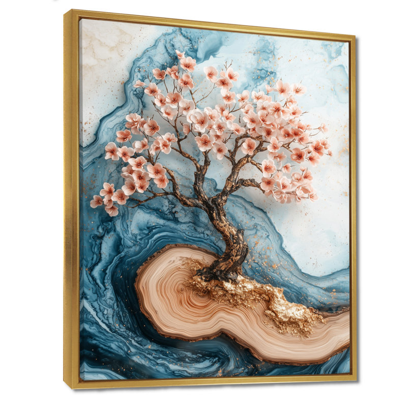 Myrtice V - impressions murales florales, H 44 po x l 34 po, Impression encadrée flottante, Doré