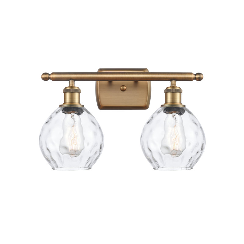 Éclairage pour salle de bain 2 lumières Pomeroy, Transparent, Ampoule DEL 6 watts Vinage, Laiton brossé