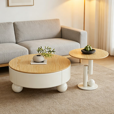 Modern minimalist round storage coffee table