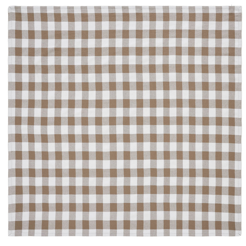 Annie 40x40 Brown and White Cotton Buffalo Check Table Topper