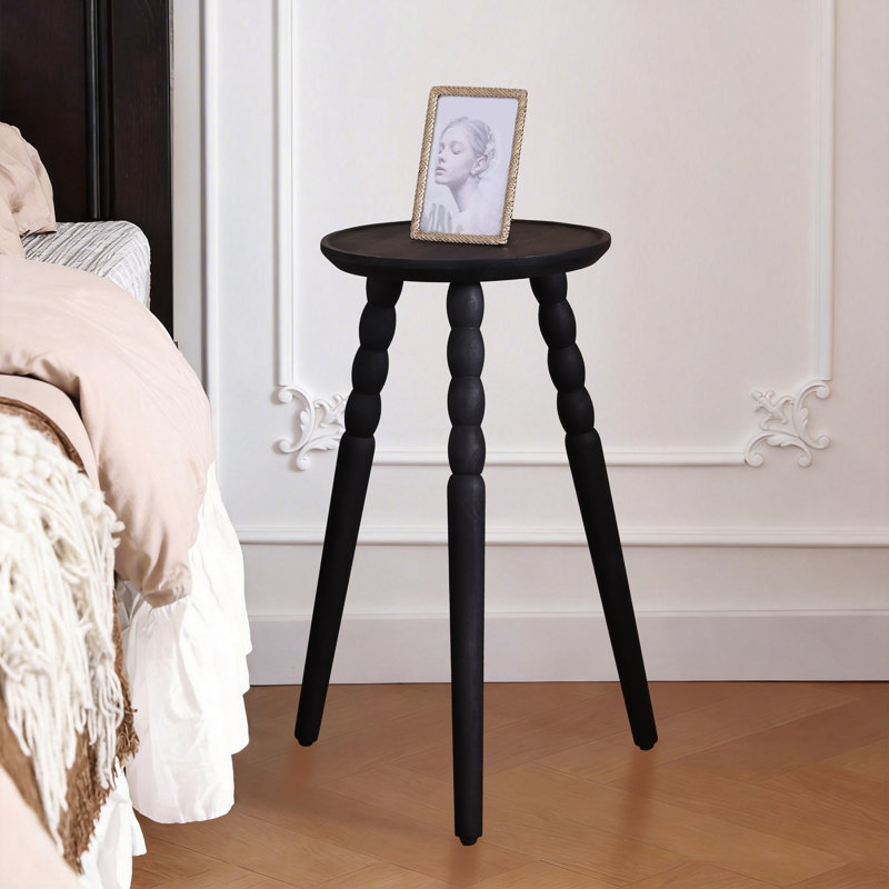 Table d'appoint ronde en bois massif | Petite table de chevet polyvalente pour chambre à coucher | Grand support à plante d'intérieur | Disponible en 3 hauteurs