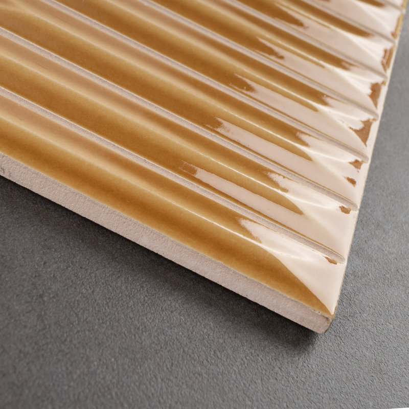 Stria 7.87 In. X 7.87 In. Glossy Ceramic Stacked Wall Tile, Honey