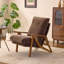 2 pièces Chaise d'appoint rembourrée en chenille avec dossier réglable à 5 positions, accoudoirs en bois d'hévéa, chaise de loisir d'intérieur-1478004816