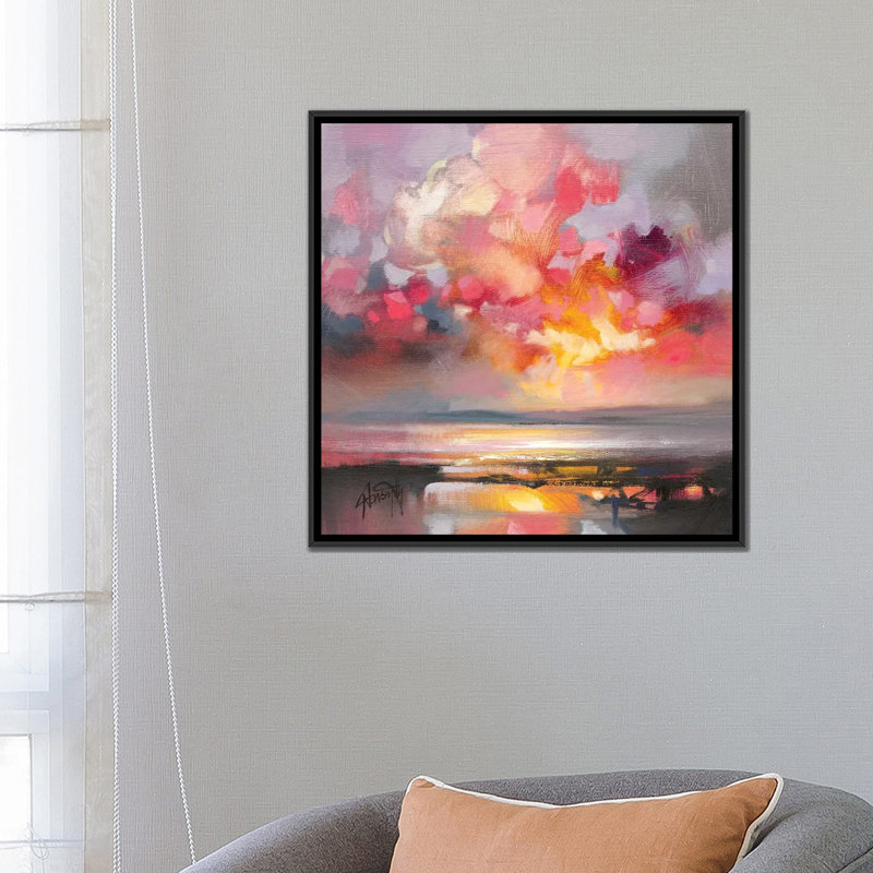 « rose cumulus study i », impression sur toile, H 18 po x l 18 po x P 1,5 po, Toile avec cadre noir, Pas de tapis