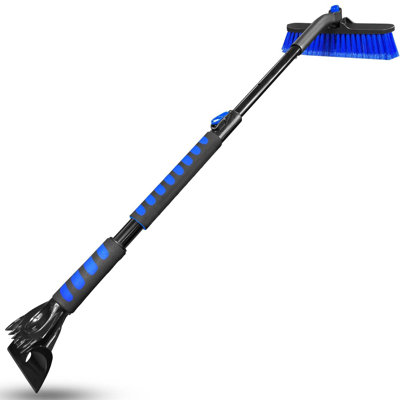44" Snow Brush & Ice Scraper With Extendable Aluminum Handle And Foam Grip For Cars, Suvs, Trucks, And Winter Cleanup