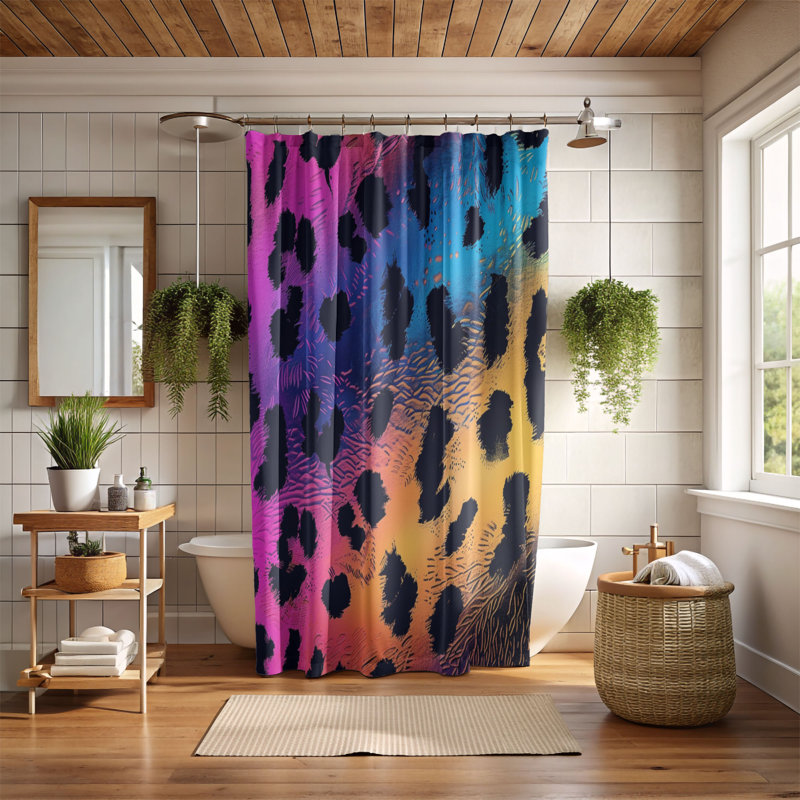 Rideau de douche 1 pièce Spectrum Leopard, H 74 po x l 71 po