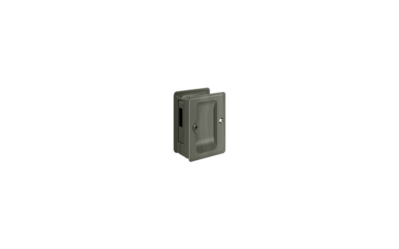 Deltana SDAR325U26 HD Pocket Lock, Adjustable, 3-1/4" x 2-1/4" Sliding Door Receiver in Polished Chrome, Antique Nickel