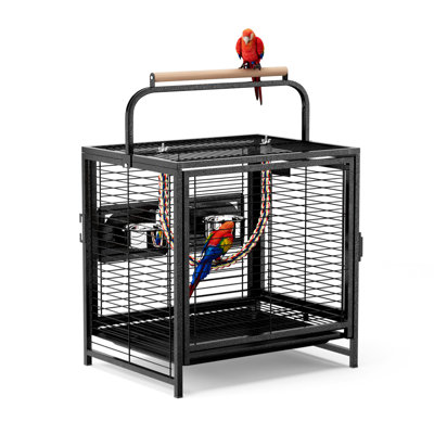 25in Wrought Iron Bird Cage Portable Bird Travel Carrier