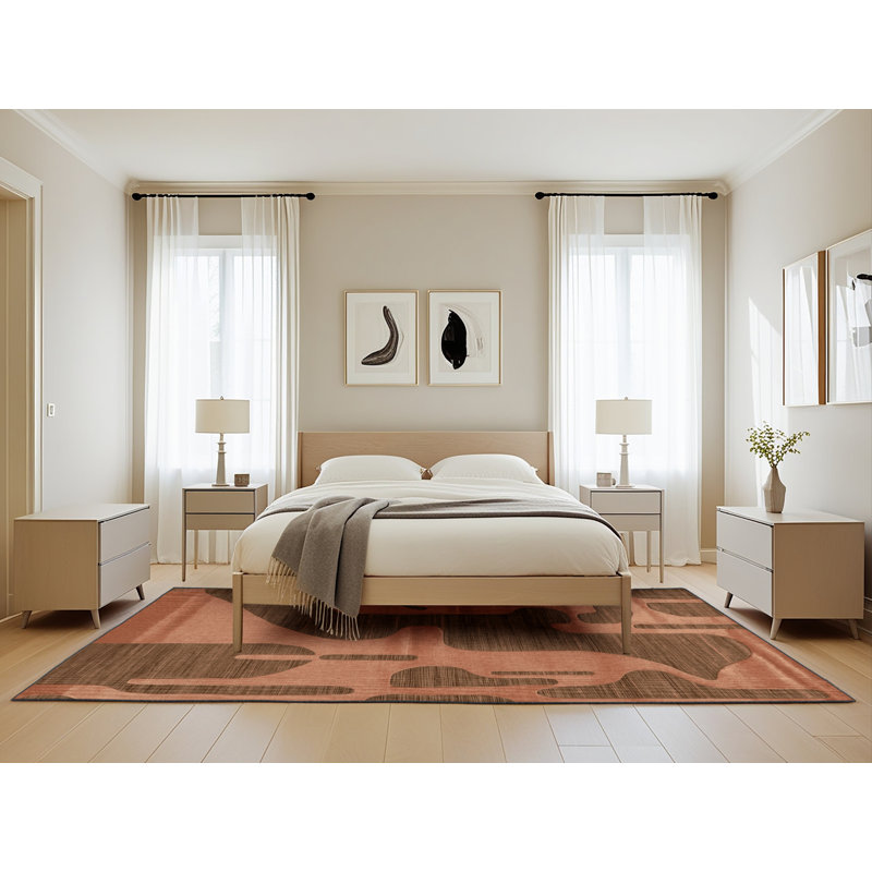 Tapis abstrait lavable à la machine, Rectangle 5 pi x 8 pi