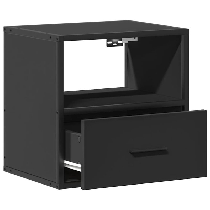 40cm W Metal Bedside Table, Black