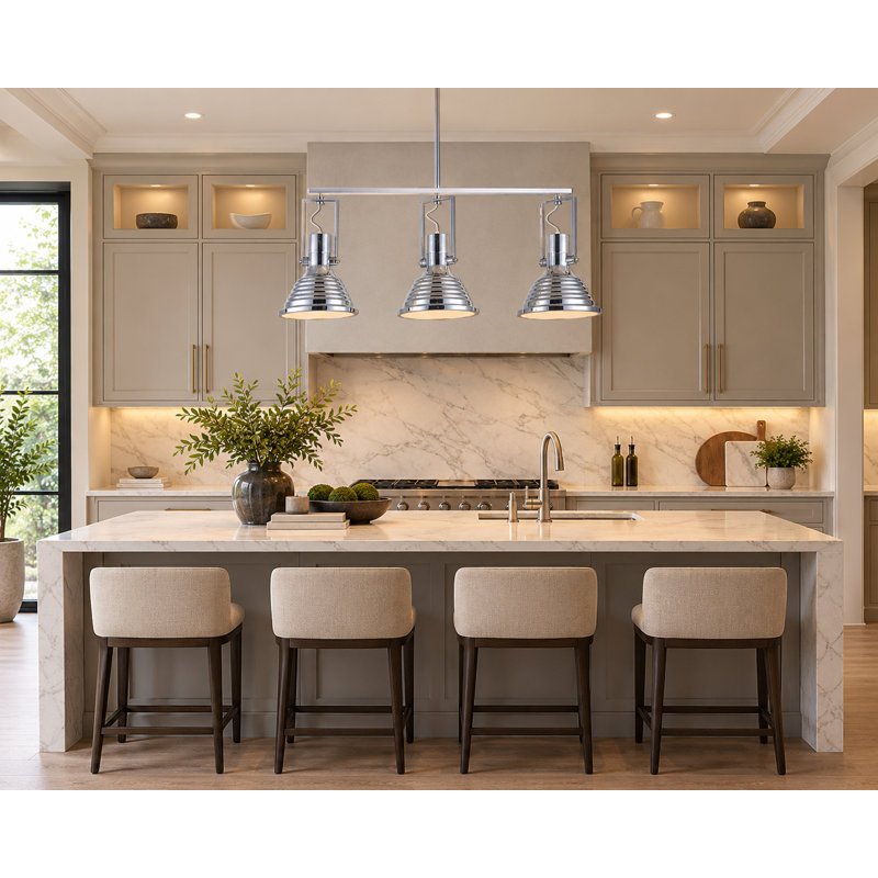 Industrial 3 Light Lantern Kitchen Island Pendant