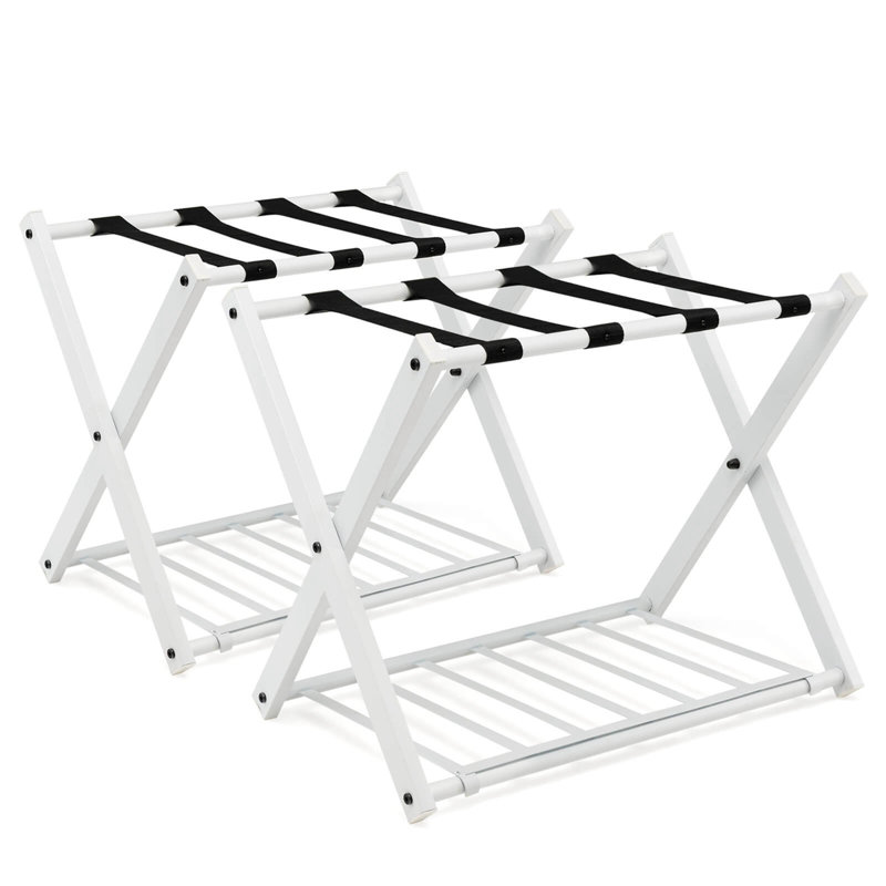Porte-bagages pliant en métal, Blanc
